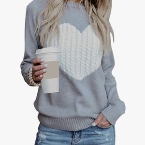 Grey and White Heart Sweater, size small